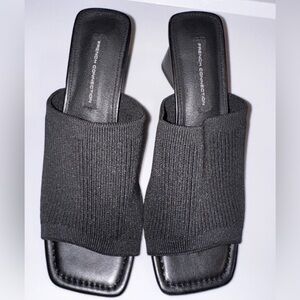 French Connection Black Open-Toe Heels Mules